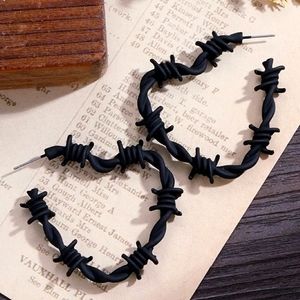 New Womens Black Barb Wire Open 🖤 Heart Hoop Earrings (Valentine's)